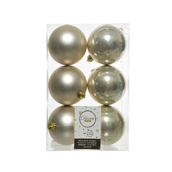 Decoris Shatterproof Baubles in Pearl (Pack of 6) image 0