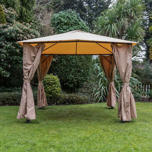 Eden Rectangular Gazebo with Curtains in Taupe (4m x 3m) image 0