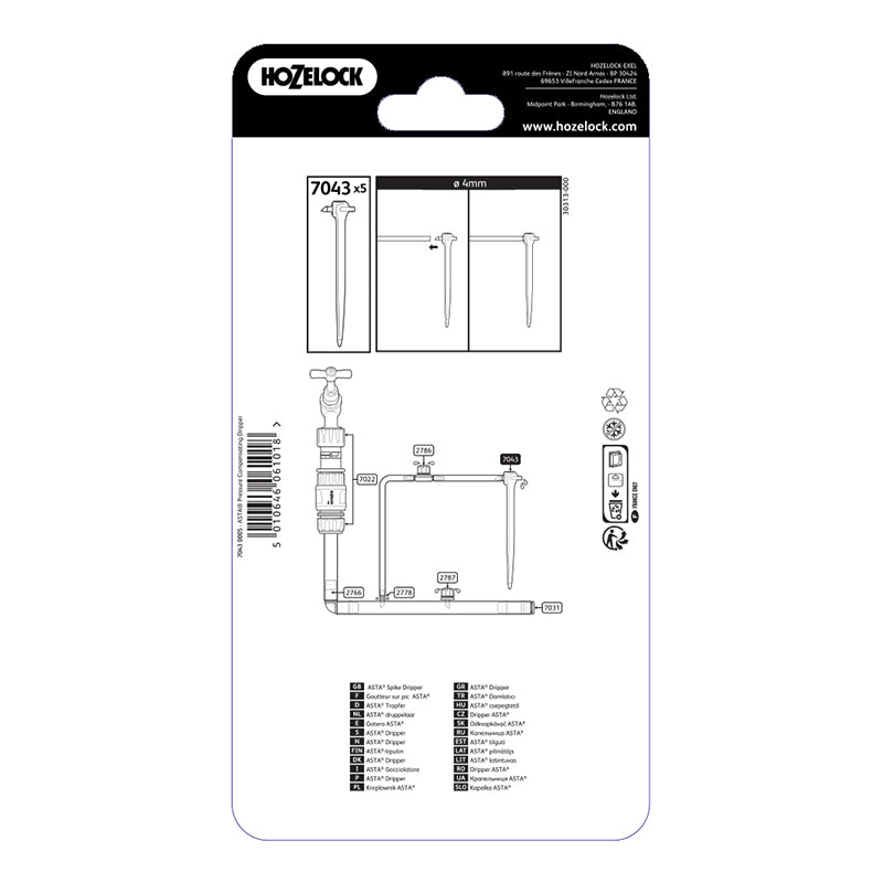 Hozelock End-of-Line Pressure Compensating Dripper Spikes (Pack of 5) image 0