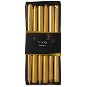 Decoris Gold Dinner Candles (Pack of 12)