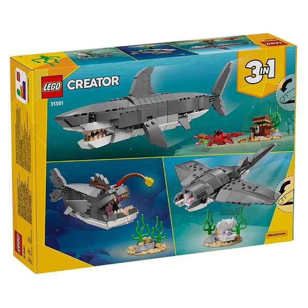 Lego® Creator 3 In 1 Fierce Shark With A Treasure Chest 31381 Box Rear View