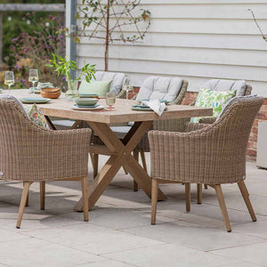 Bramblecrest Fairford Rectangular Dining Set with 8 Deluxe Vogue Armchairs