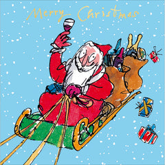 Woodmansterne Santa On Sledge Christmas Card image 0