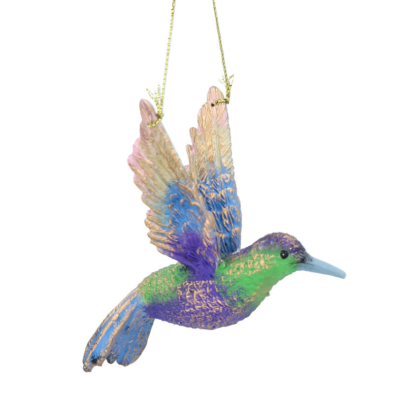 Gisela Graham Purple & Green Resin Hummingbird image 0