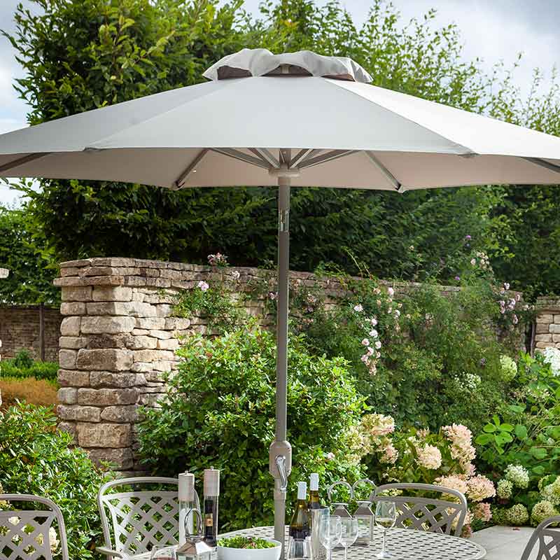 Hartman Berkeley 6 Seat Oval Outdoor Dining Set in Maize with Parasol & Base image 0