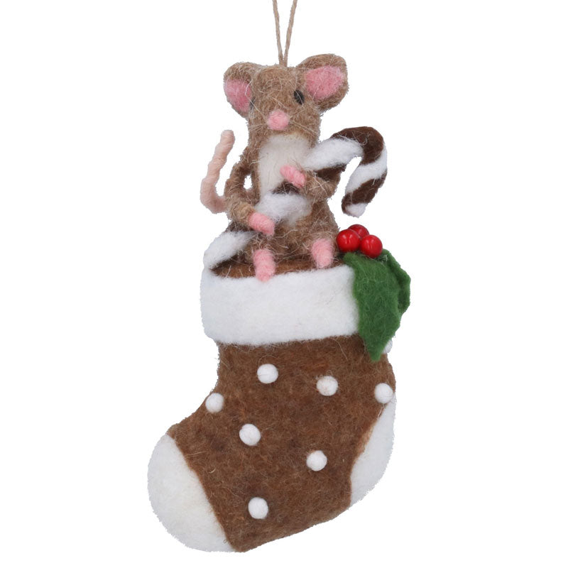 Gisela Graham Wool Mouse on Stocking image 0