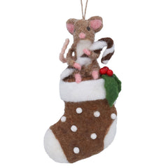 Gisela Graham Wool Mouse on Stocking image 0