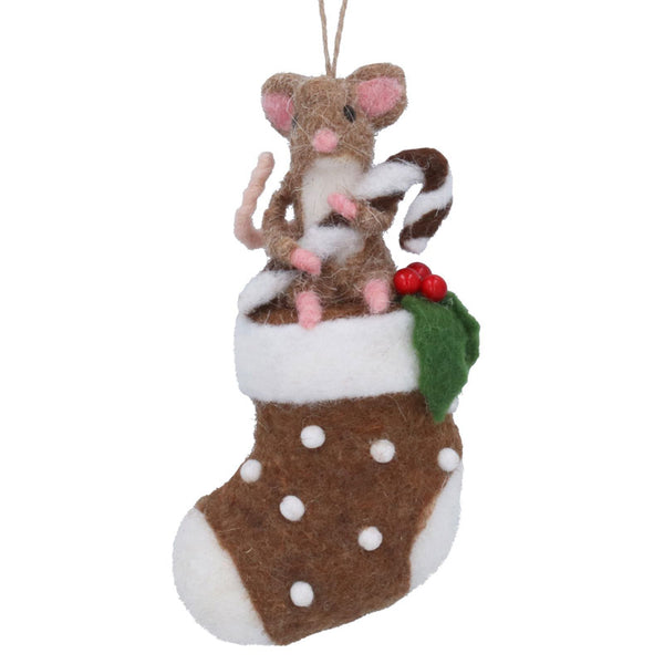 Gisela Graham Wool Mouse on Stocking image 0