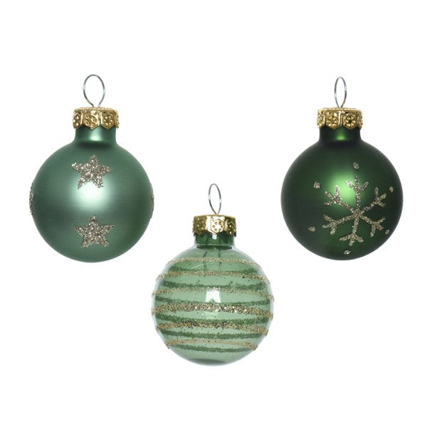 Decoris Shatterproof Baubles in Green (Pack of 9) image 1
