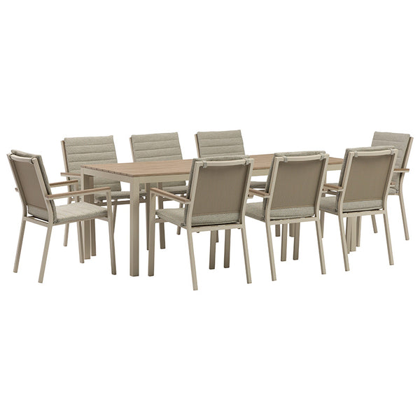 Bramblecrest Zurich 8 Seat Rectangular Dining Set in Mocha with Parasol & Base image 4