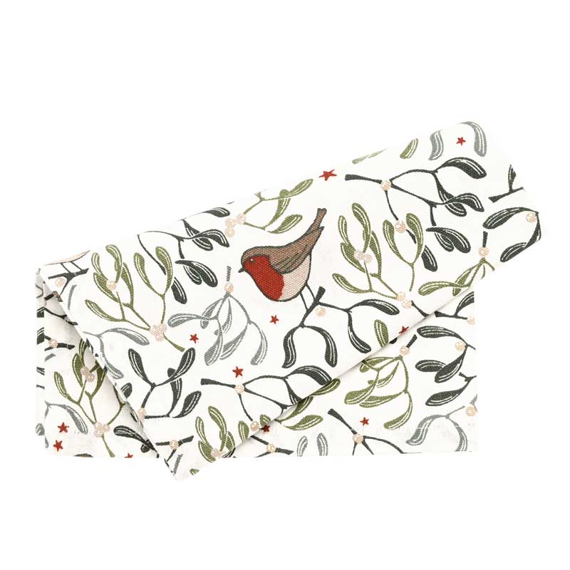 Walton &amp; Co Robin &amp; Mistletoe Napkins (Pack of 4) image 0