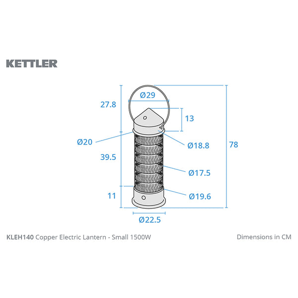 Kettler Kalos Copper Electric Lantern - Small 73cm image 3