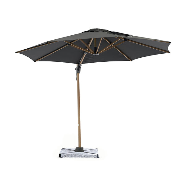 Bramblecrest Chichester 3m Round Cantilever Wood Effect Parasol in Grey with Granite Base &amp; Cover image 3