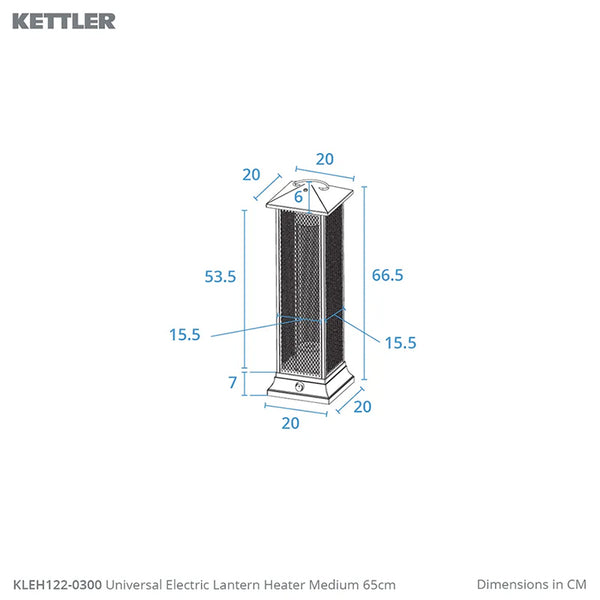 Kettler Kalos Universal Electric Lantern Patio Heater – Medium 65cm image 2
