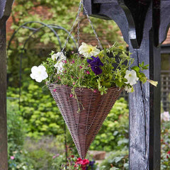 Smart Garden Chestnut Faux Rattan Cone Hanging Basket (35cm) image 0