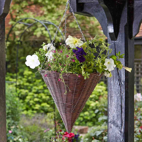 Smart Garden Chestnut Faux Rattan Cone Hanging Basket (35cm) image 0