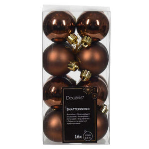 Decoris Shatterproof Baubles in Espresso (Pack of 16) image 0