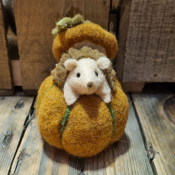 Wool Pumpkin Hedgehog Decoration image 0