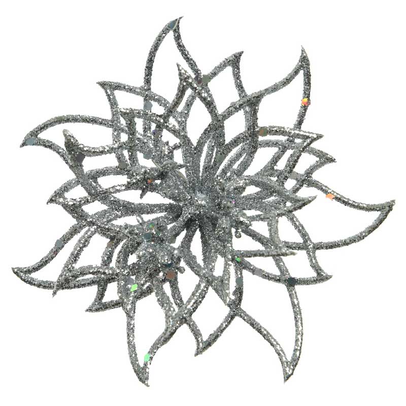 Everlands Silver Glitter Flower Clip image 0