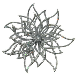 Everlands Silver Glitter Flower Clip image 0