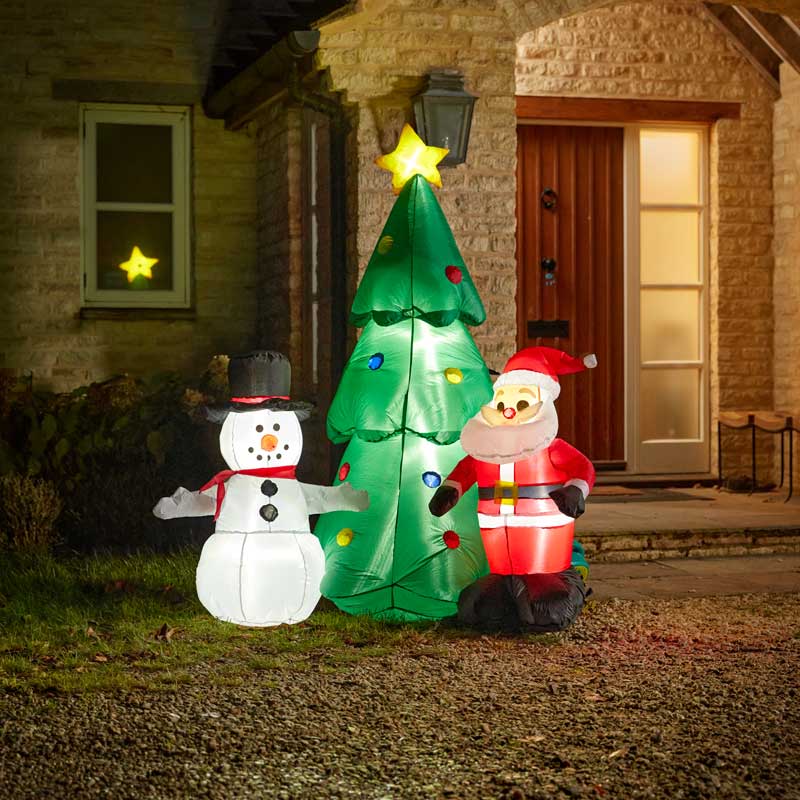 Three Kings Self-Inflating Santa &amp; Frosty's Tree image 0