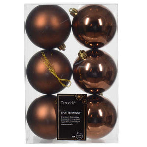 Decoris Shatterproof Baubles in Espresso (Pack of 6) image 0