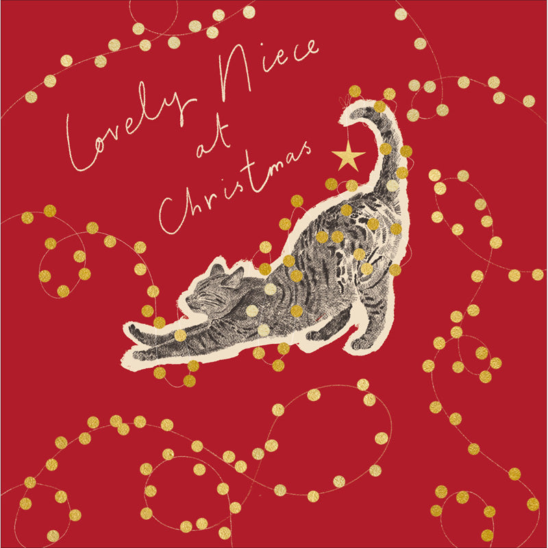 Woodmansterne Cat & Christmas Tree Niece Christmas Card image 0