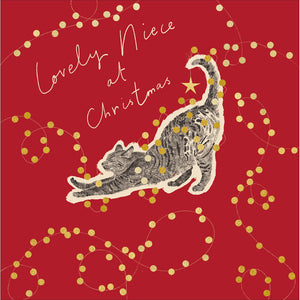 Woodmansterne Cat & Christmas Tree Niece Christmas Card image 0