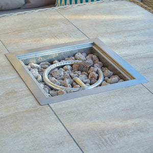 Bramblecrest Monterey Curved Corner Sofa Set in Sandstone with Square Firepit Table &amp; 2 Benches image 2