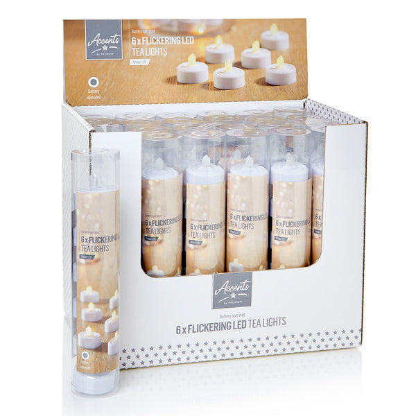 Premier Battery-Operated LED Flickering Tealights (Pack of 6) image 2