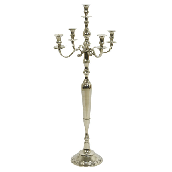 Silver Polished Aluminium Candelabra - 5 Candles - 103cm image
