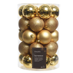 Decoris Shatterproof Baubles in Light Gold (Pack of 34) image 0