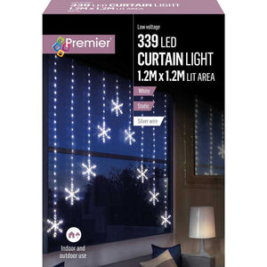 Premier LED Snowflake Curtain Lights - White image 1