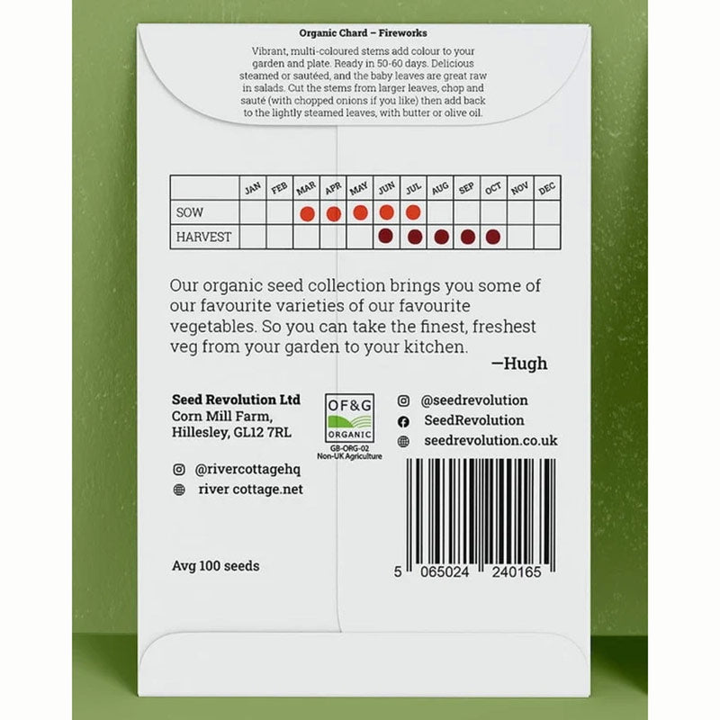 River Cottage Organic Seeds – Chard ‘Fireworks’ (1 Packet) image 0