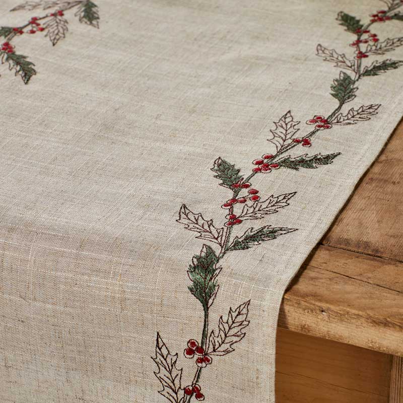 Walton & Co Embroidered Winter Foliage Table Runner image 0