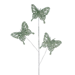 Gisela Graham Green Glitter Butterfly Branch (50cm) image 0