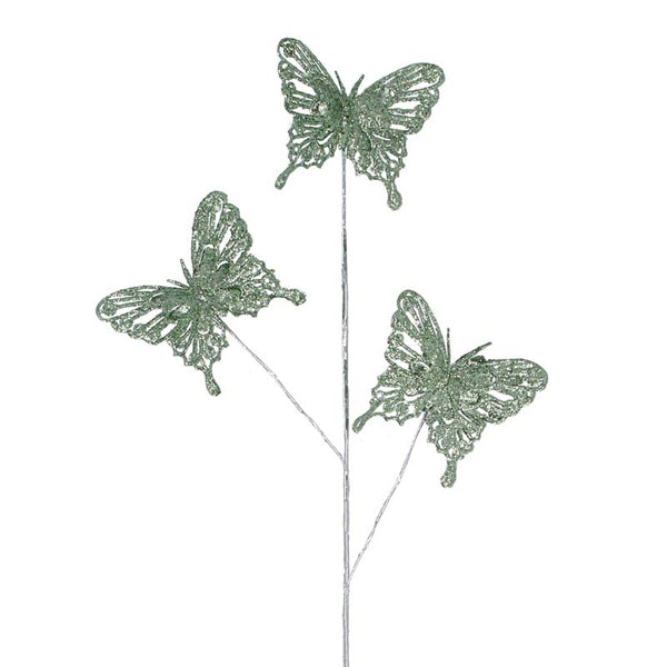 Gisela Graham Green Glitter Butterfly Branch (50cm) image 0