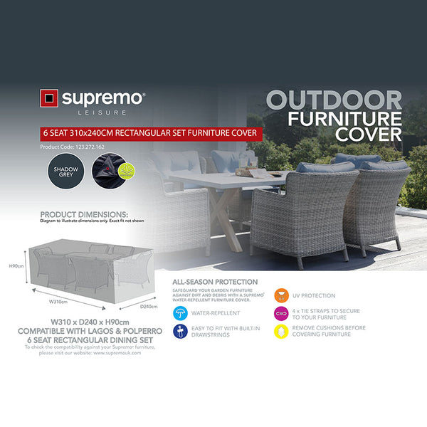 Supremo Cover for 6 Seat Rectangular Dining Set, 310cm x 240cm image 1