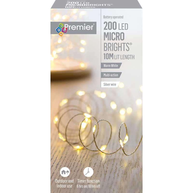 Premier 200 Multi-Action Battery Operated LED MICROBRIGHTS with Timer - Warm White image 0