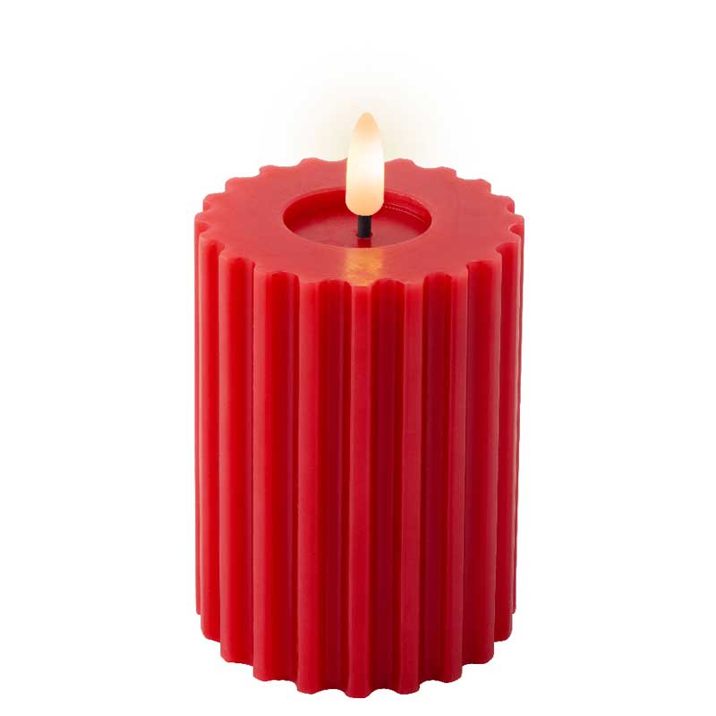 Lumineo Red Wax LED Carved Candle image 0