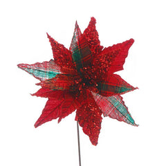Festive Tartan Poinsettia Stem (54cm) image 0