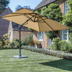 Bramblecrest Chichester 3 x 3m Square Cantilever Parasol in Sand with Granite Base &amp; Cover image 0