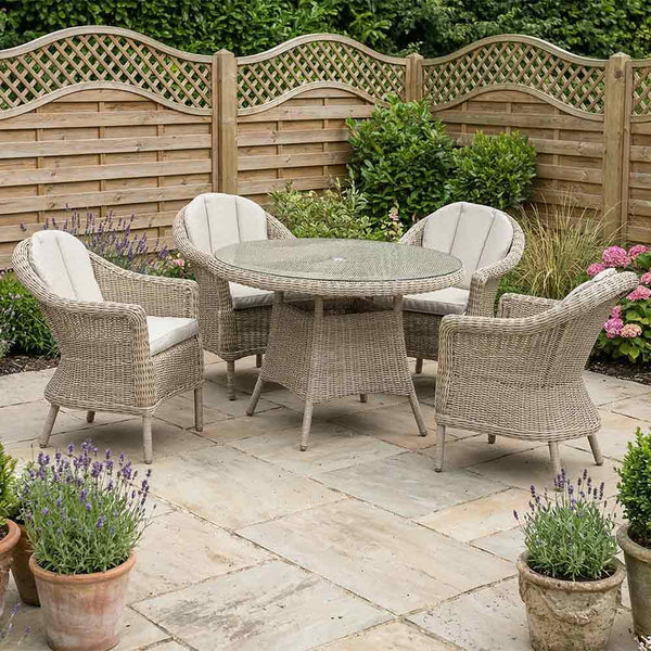Orchard Life Bramley 4 Seat Round Dining Set with 2.5m Parasol & Base image 2