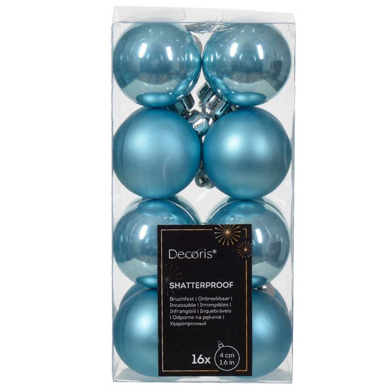 Decoris Shatterproof Baubles in Sugar Blue (Pack of 16) image 0