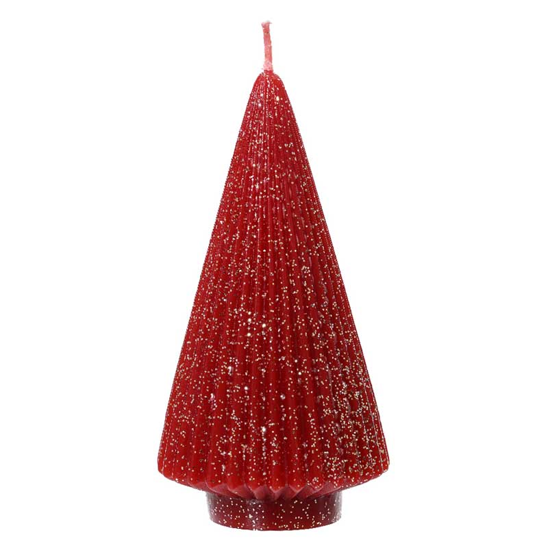 Decoris Burgundy Glitter Tree Candle image 0