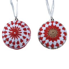 Decoris Red &amp; White Crocheted Bauble (Assorted Designs) image 0