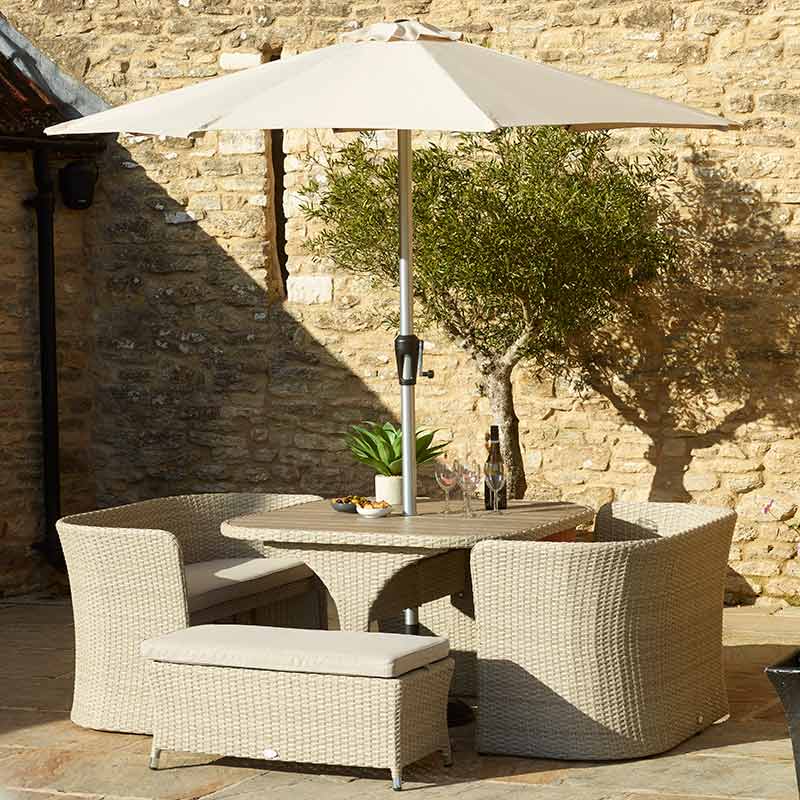Bramblecrest Tetbury Nutmeg Tree-Free Balcony Set with 2.5m Parasol &amp; 15kg Base image 0