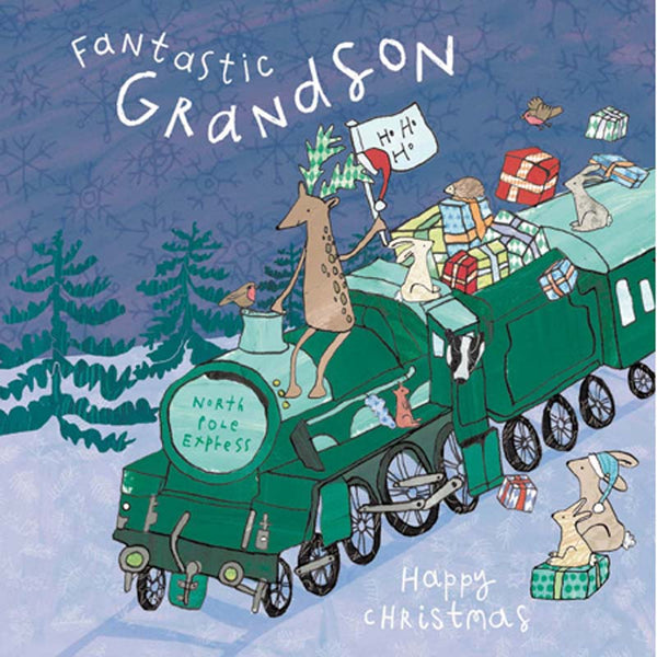 Woodmansterne Grandson Train Christmas Card image 0