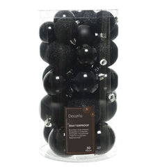 Decoris Shatterproof Baubles in Black (Pack of 30) image 0
