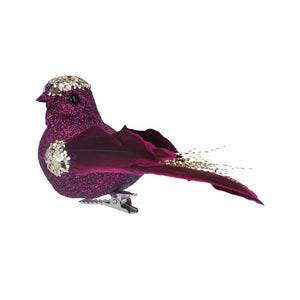 Gisela Graham Purple Sparkle Bird Clip image 0